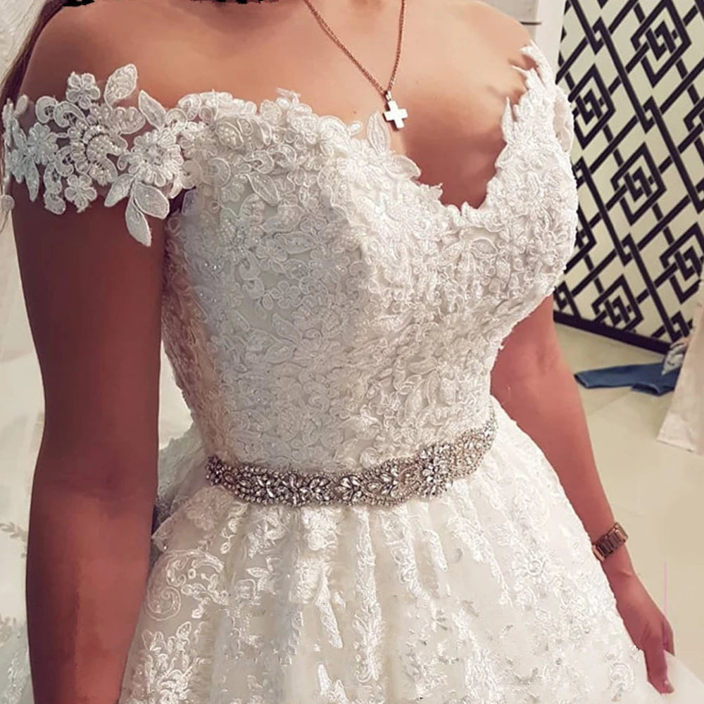 Off Shoulder Vintage Lace Wedding Dress Gown Sweetheart Bride Dress