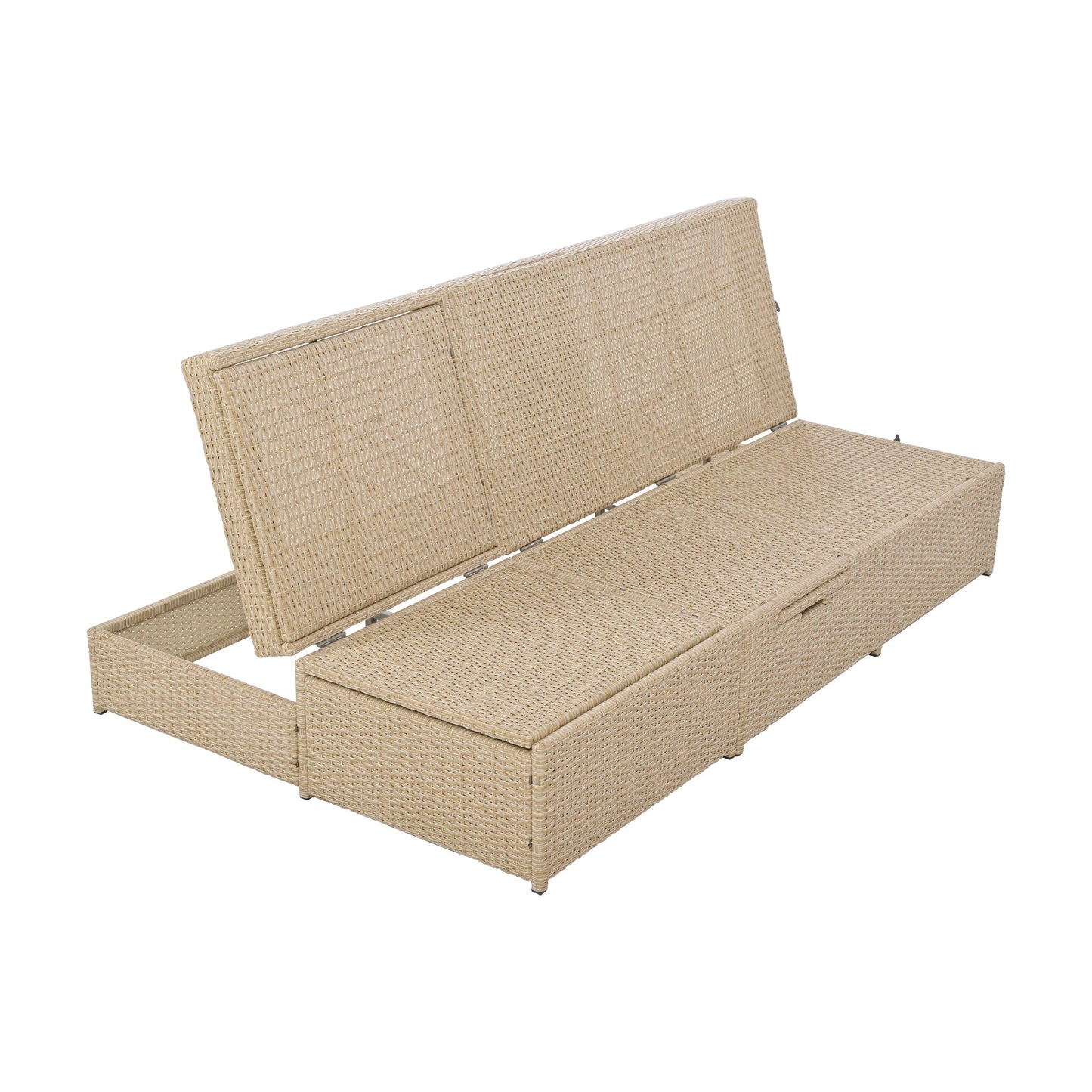 Outdoor Double Sunbed, Wicker Rattan Patio Reclining Chairs