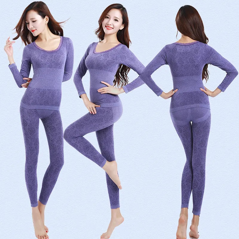 Queenral Thermal Underwear Women Long Johns for Women Winter Thermal Underwear