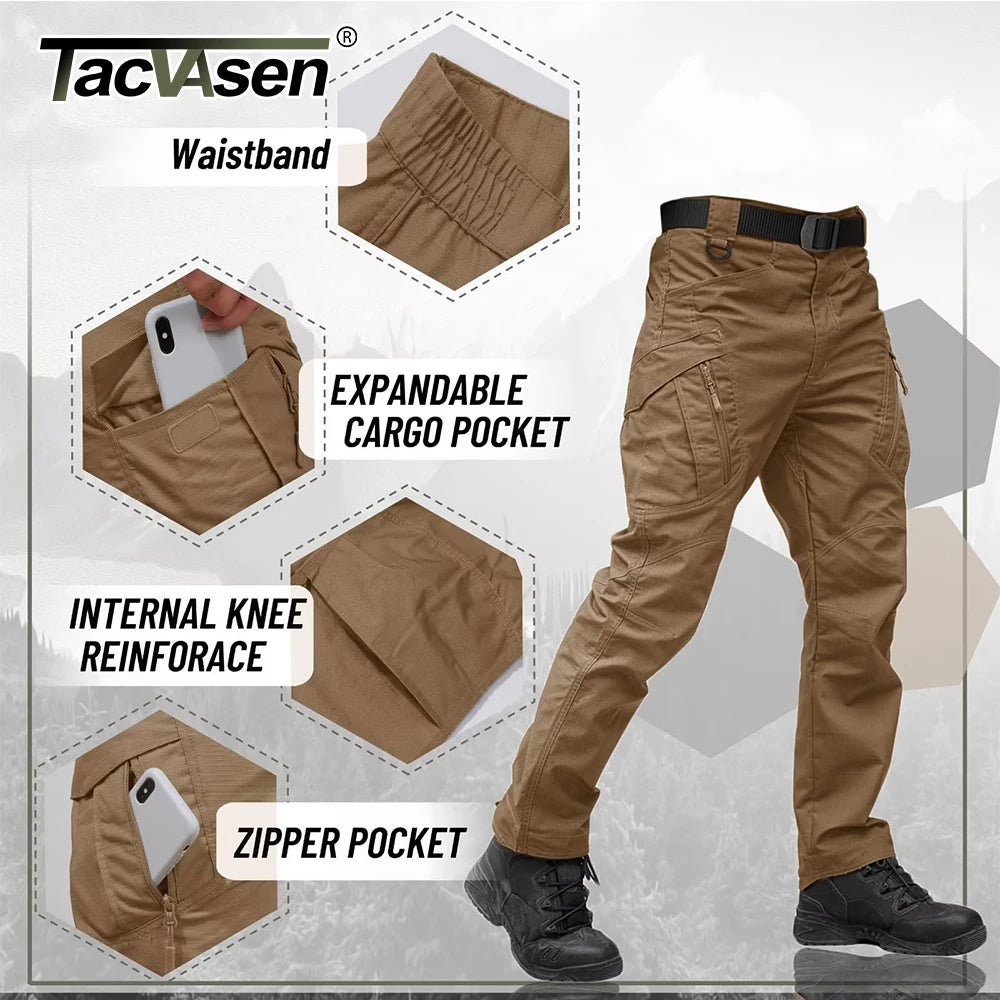 TACVASEN Zipper Pockets Pants Safari Clothing Men‘s Outdoor Cargo Pants