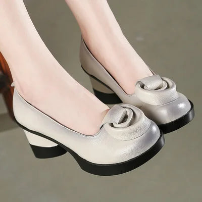 Spring Women Pumps Retro Lady 7CM High Heels