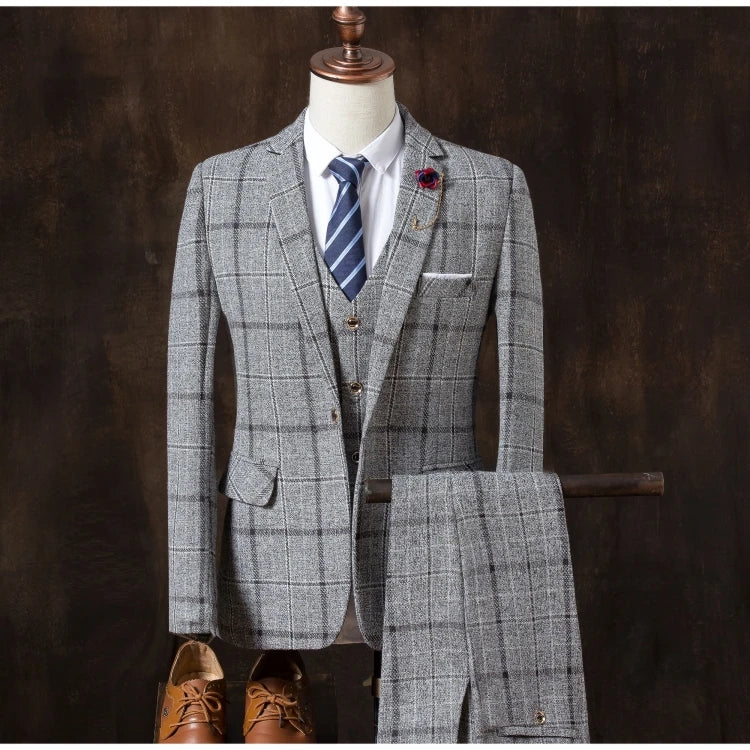 Plaid Suits Three-Piece Men's Business Leisure Suits