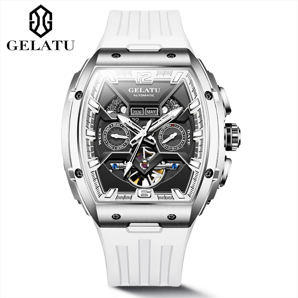 Waterproof Business Double Mechanical Tourbillon Watch for Men