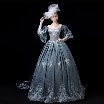 Theatre Clothing Costume Blue Renaissance Victorian Wedding Party Gown