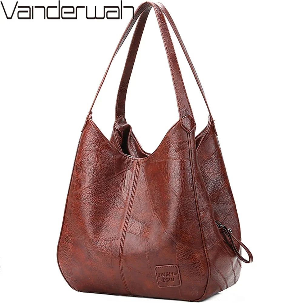 Vintage Leather Luxury Handbags Women Bagsy Tote Bags for Women