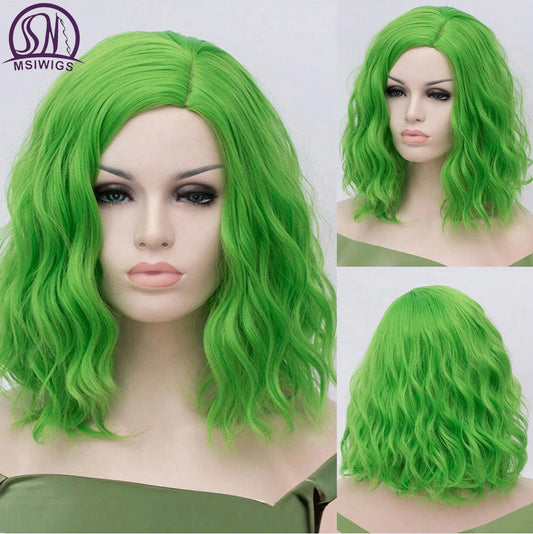 Woman Green Wigs Short Curly Heat Resistant Synthetic wig