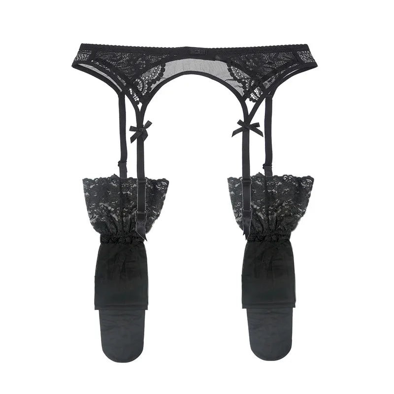 Sexy Women Lace Black/White Suspender Belt Wedding Garter Belts and  Stockings