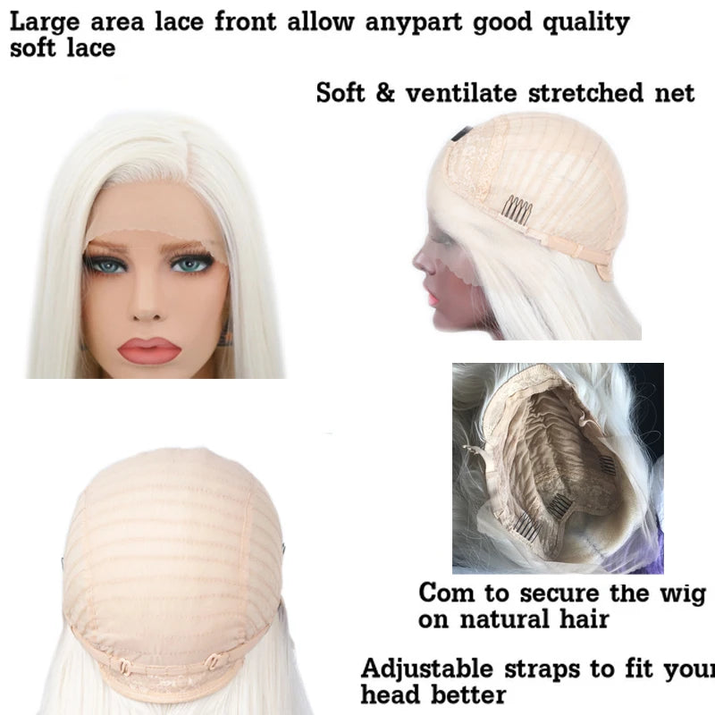 Silky Straight Hair Synthetic Lace Front Wigs with Hairline Wigs for Women