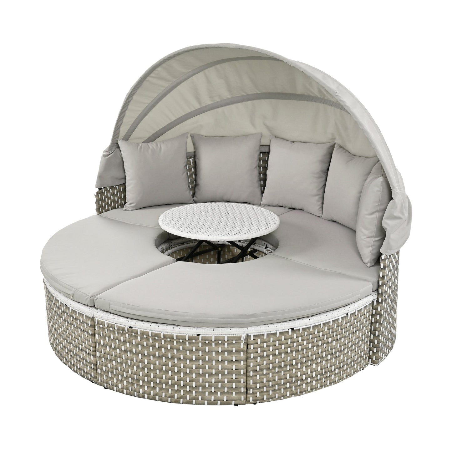 Patio Furniture Round Outdoor Sectional Sofa Set Rattan Daybed