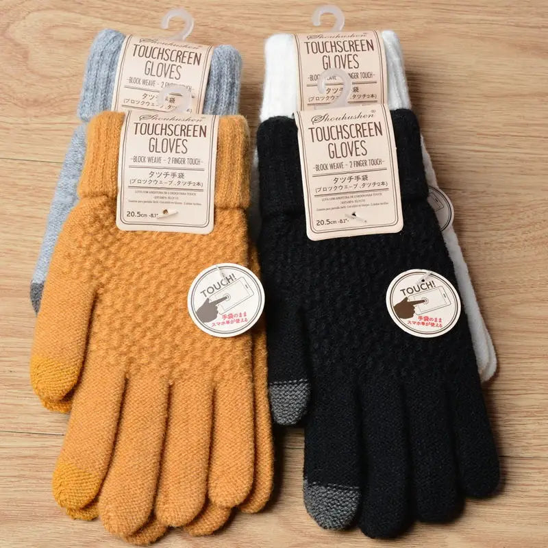 Warm Winter Gloves Women's Cashmere Wool Knitted Wrist Gloves