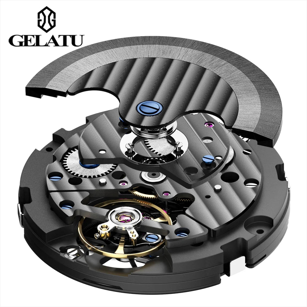 Waterproof Business Double Mechanical Tourbillon Watch for Men