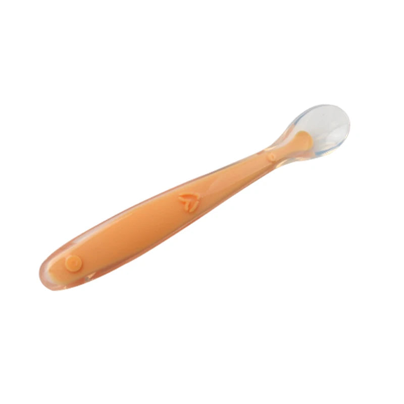 New Baby Soft Silicone Spoon Candy Color Temperature Sensing Spoon