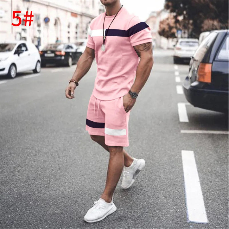 Two Piece Set Shorts Summer T Shirt and Short Set Men