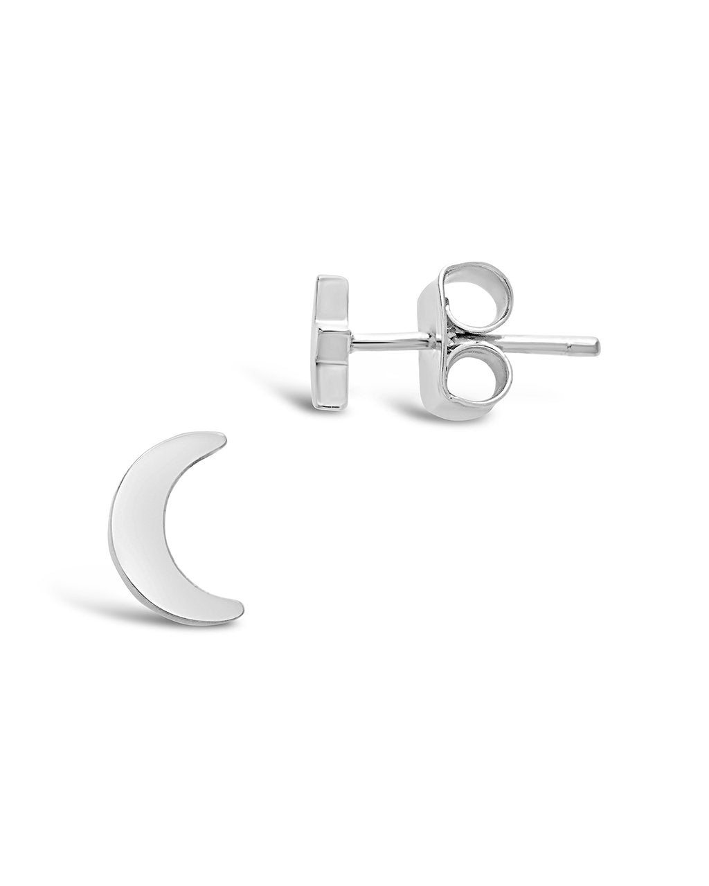 Sterling Silver Crescent & Star Asymmetrical Studs by Sterling Forever