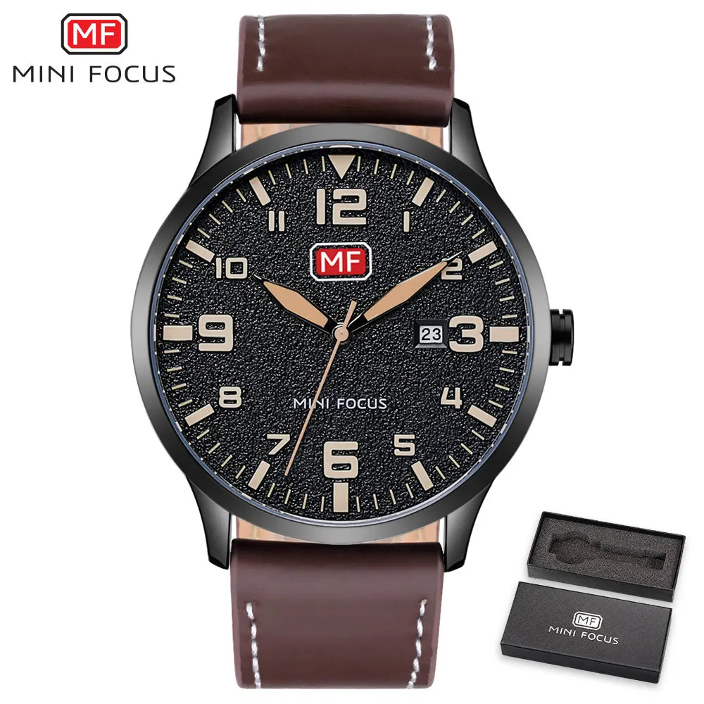 Quartz Wrist Watch Men Waterproof Brown Leather Strap Watches Relogio Masculino