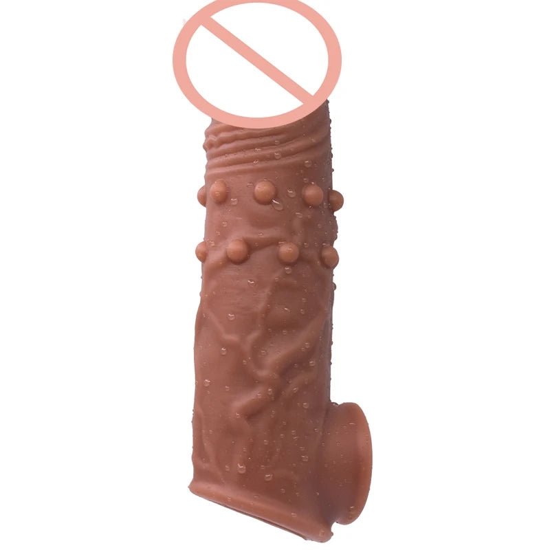 Soft Penis Extender Condom Men Cock Sleeve Ring on Penis Reusable Condoms