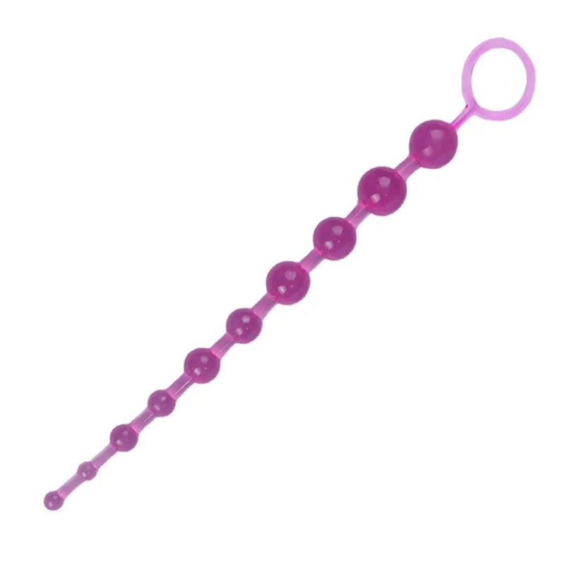 Soft Rubber Anal Plug Beads Long Orgasm Vagina Clit Pull Ring Ball Butt  Toys