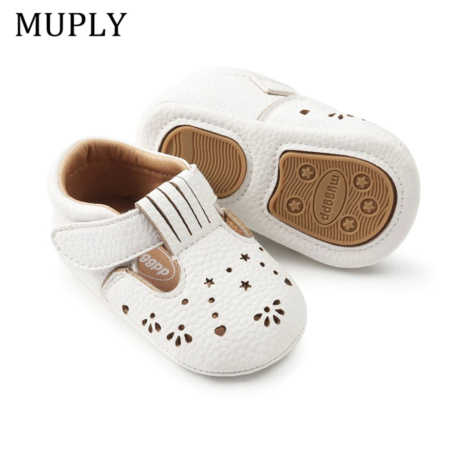 New Baby Girls First Step Shoes Baby Moccasins Soft Bottom Rubber Non-Slip Shoes