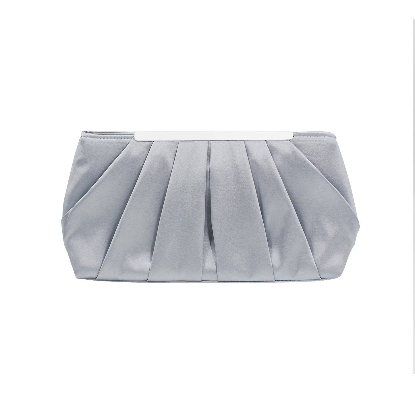 Womens Pleated Satin Evening Handbag Clutch With Detachable Chain Strap