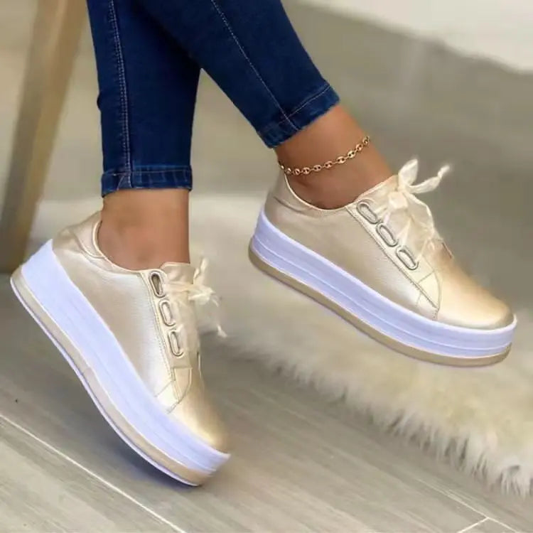 Women Large Size Round Toe Flat Platform Casual Footwear Loafers