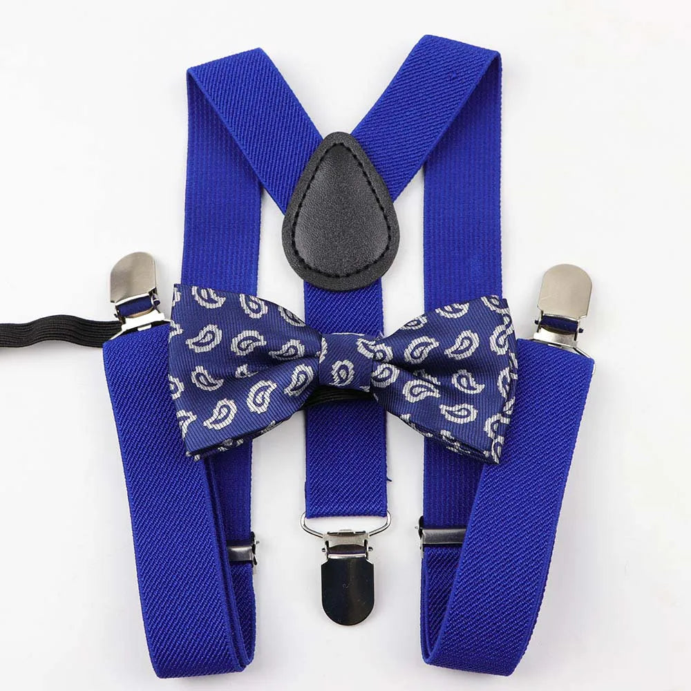 Polyester Y-Back Braces Two Colors Bow Tie Adjustable Elastic Kids