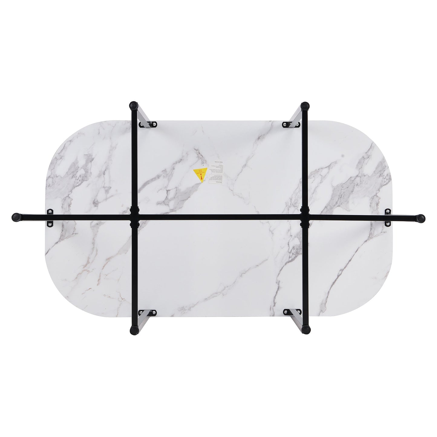 Modern 7-Piece Dining Table Set With Faux Marble Compact