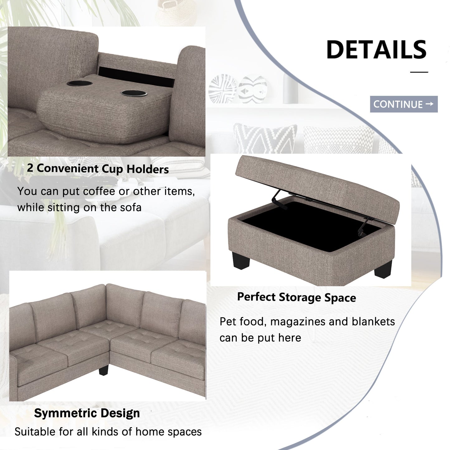 Sectional Corner Sofa L-Shape Couch