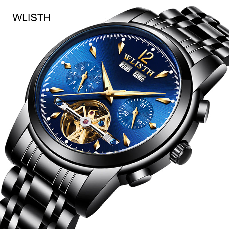 Multifunction Men  Watch Automatic Stainless Steel Mechanical Watch