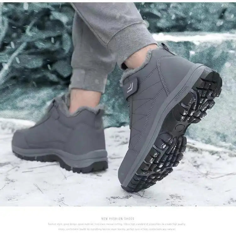 PU Leather Upper Fleece Lining Outdoor Water Resistant Men Warm Snow Boots