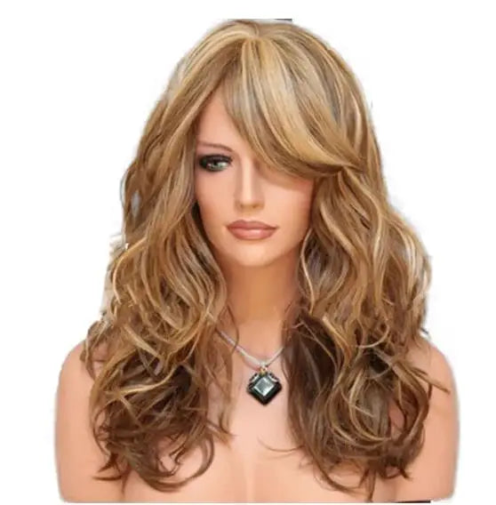 QQXCAIW Long Wavy Natrual Blonde  60 Cm Synthetic Hair Wigs