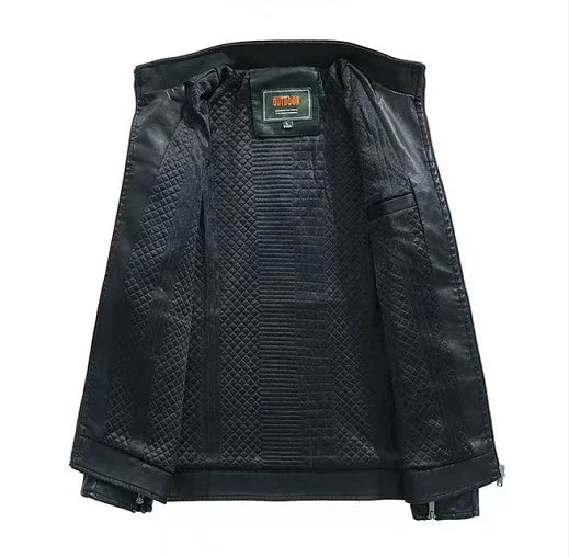 Men's Zipper Bomber Jacket in Stock Men's Clothing Leather Jacket