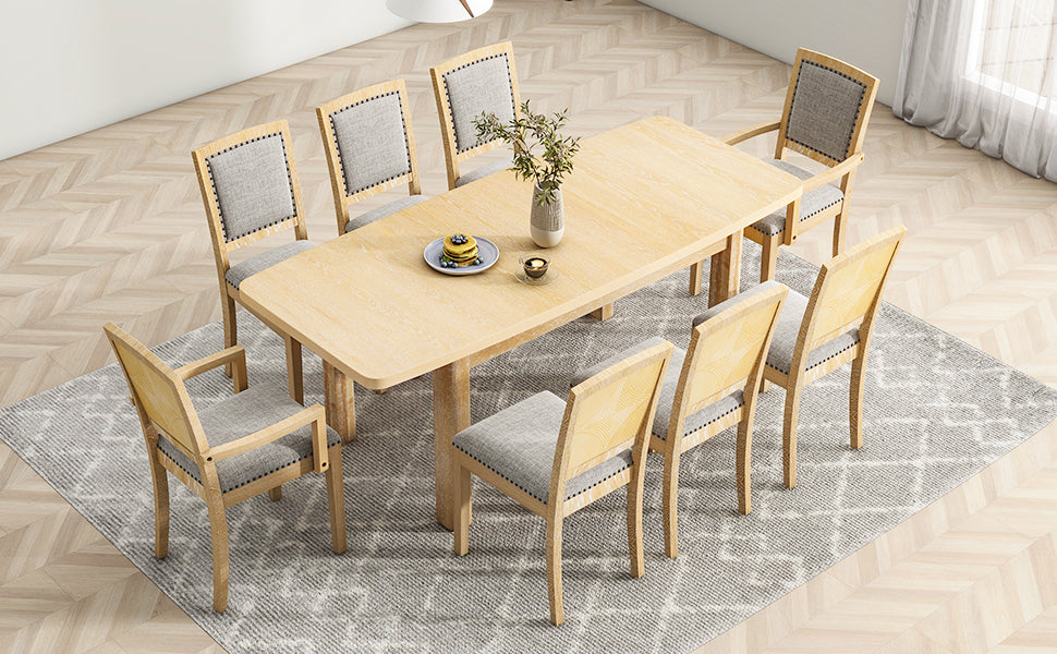 Rustic Extendable 84inch Dining Table Set With 24inch Removable Leaf