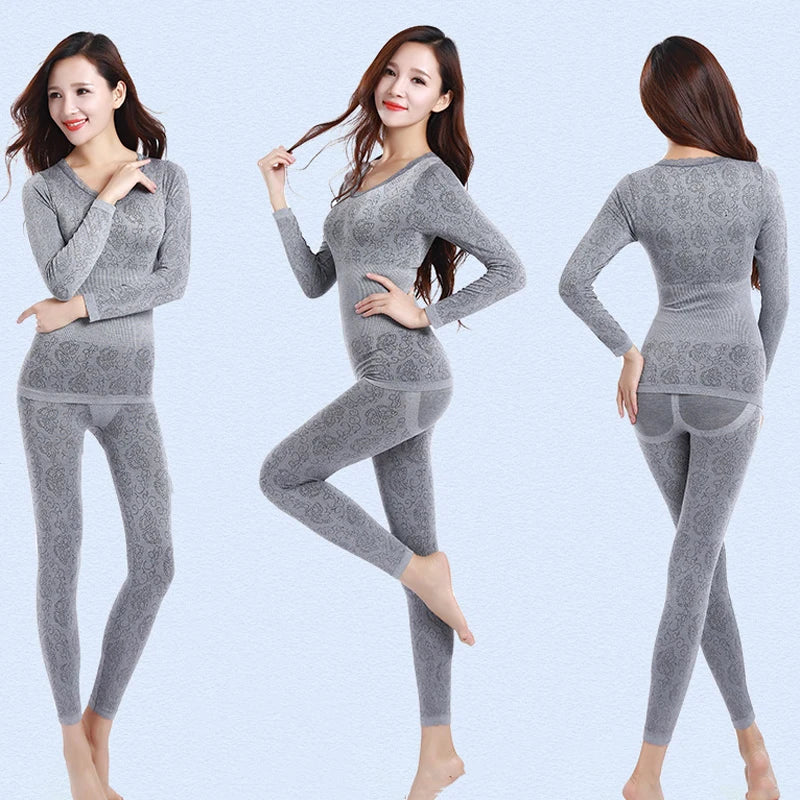 Queenral Thermal Underwear Women Long Johns for Women Winter Thermal Underwear