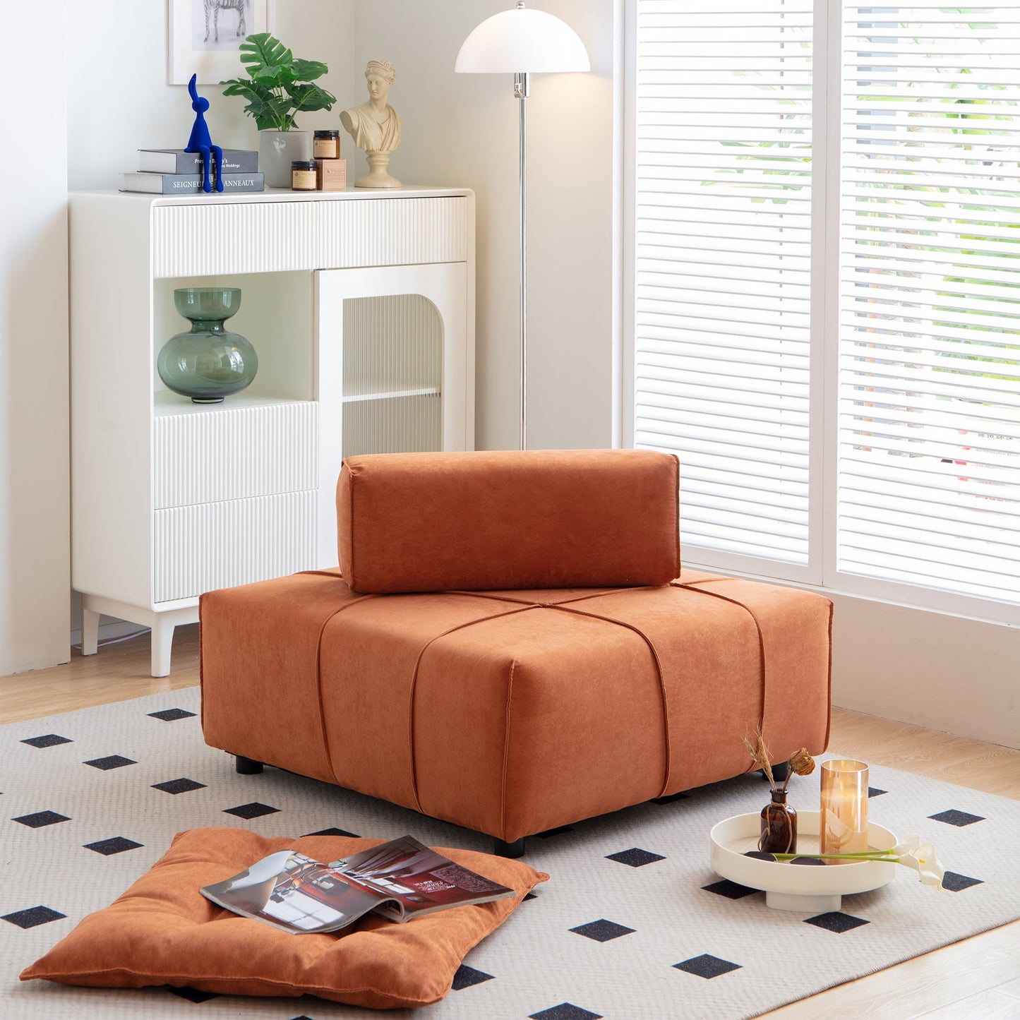 Modular Sectional Single Sofa,Armless Chair With Removable Back Cushion