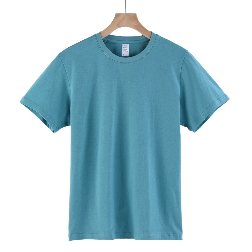 Round Collar Men's T-Shirt 100% Cotton Straight Thin Lightweight T-Shirts