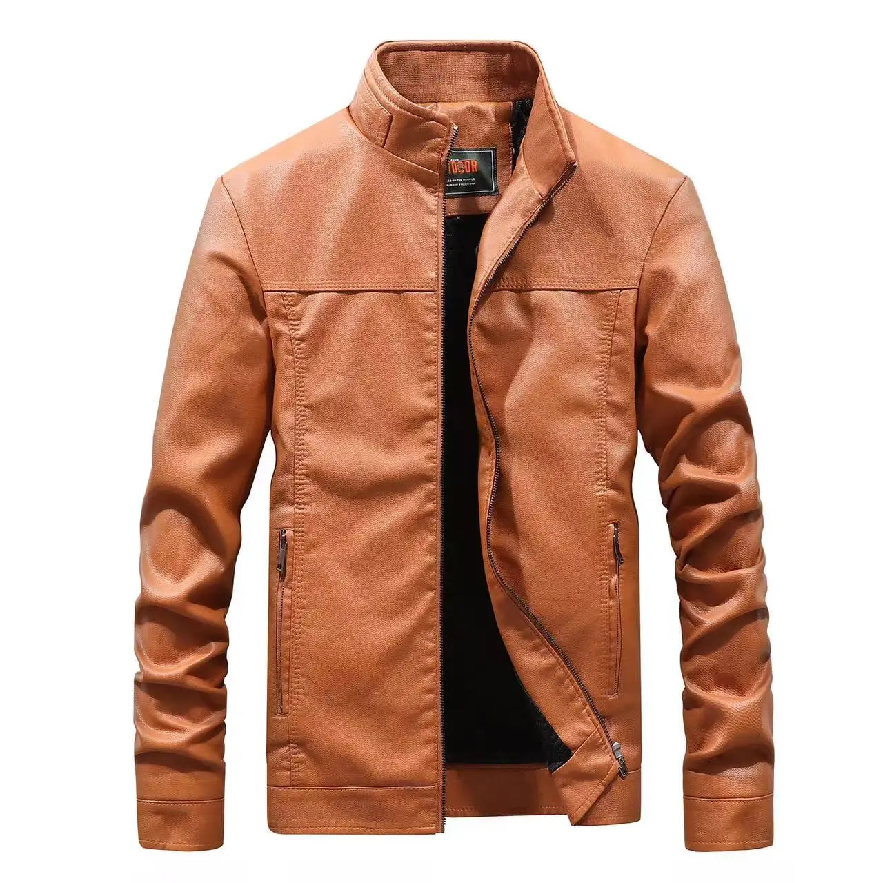 Men's Zipper Bomber Jacket in Stock Men's Clothing Leather Jacket