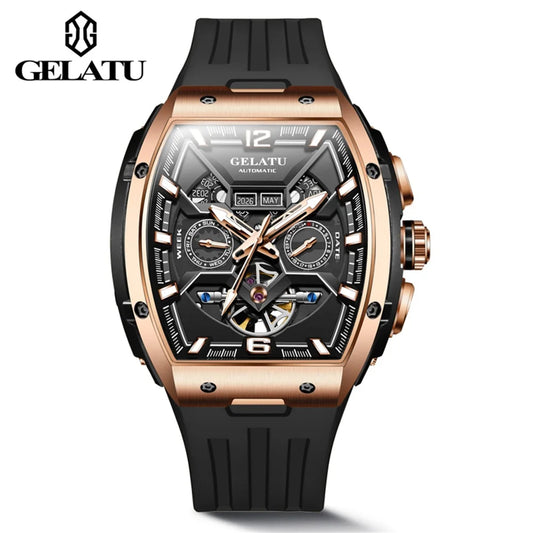 Waterproof Business Double Mechanical Tourbillon Watch for Men