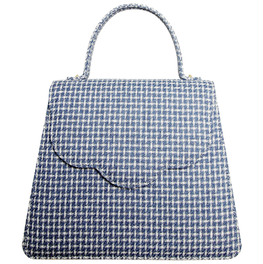 Top Handle Eco Wool Fabric Handbag Blue