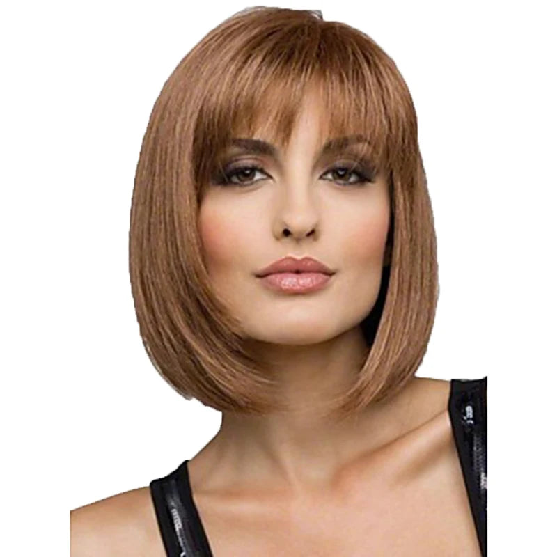 Women Synthetic  Wigs Short Straight Bob Hairstyle Blonde HighLights