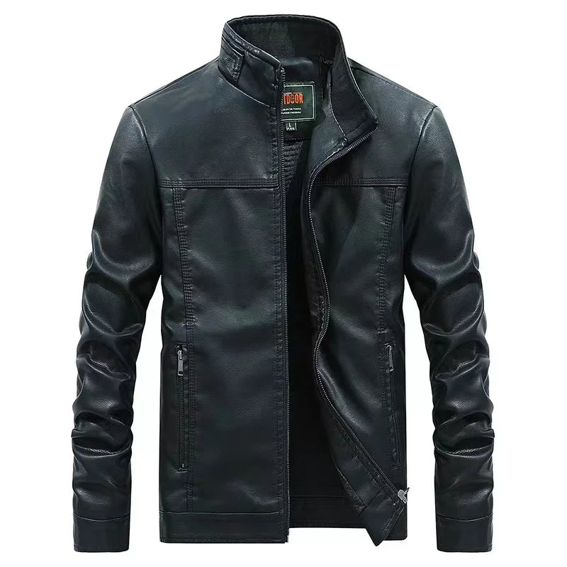 Men's Zipper Bomber Jacket in Stock Men's Clothing Leather Jacket