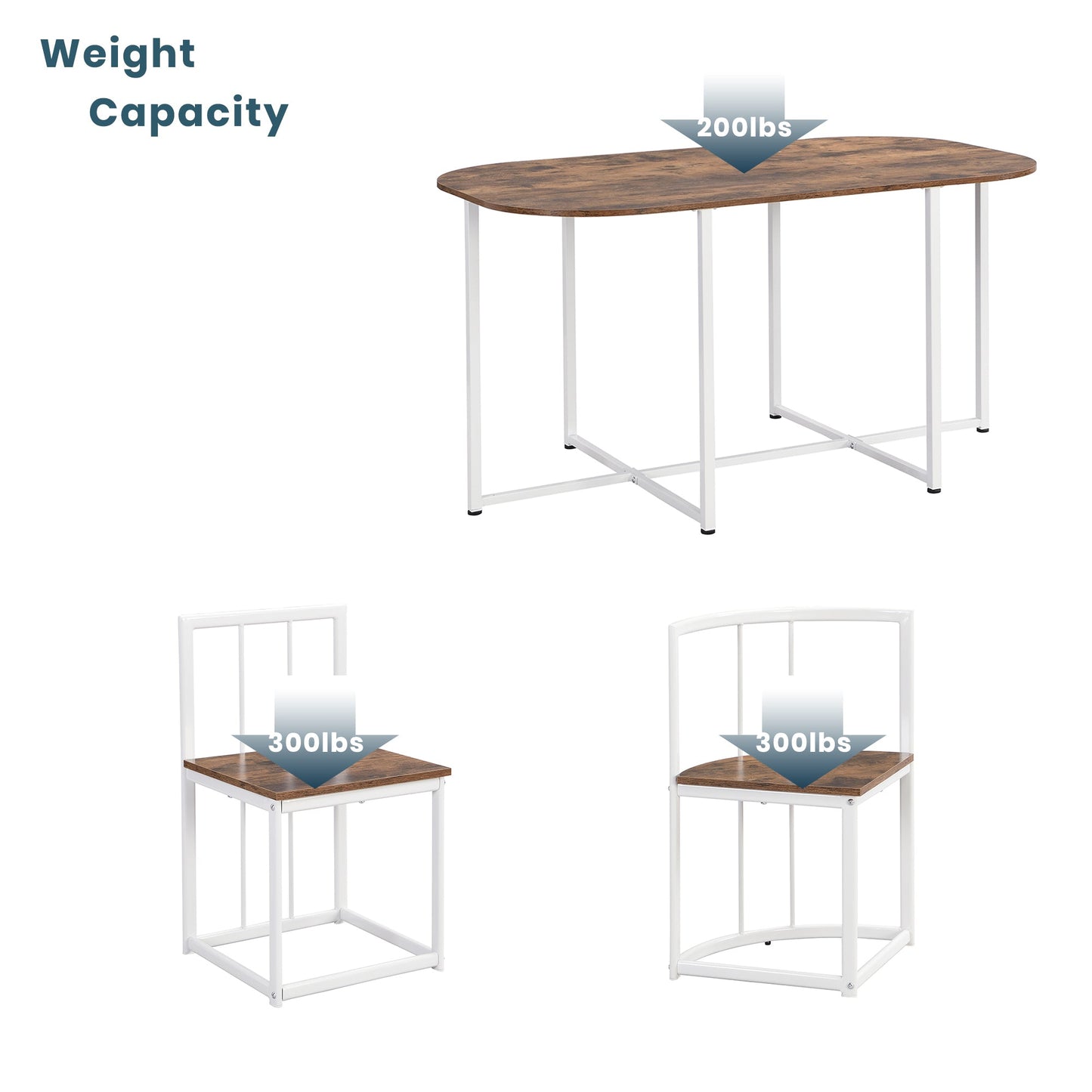 Modern 7-Piece Dining Table Set With Faux Marble Compact 55Inch