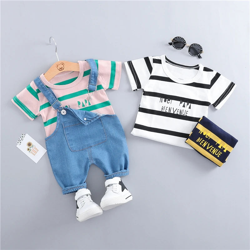 Summer Baby Girl Clothes Children Clothing Boys Short Sleeve T-Shirt Overalls