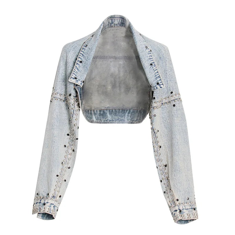 Shawl Style Denim Jacket Loose Long Sleeve women'S Clothing