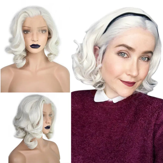 Synthetic Short Body Wave Bob White Front Wigs