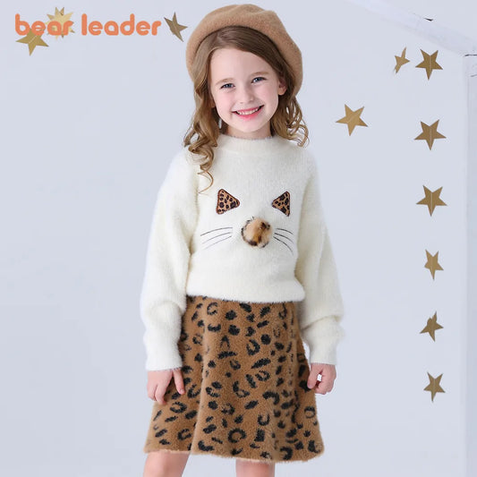 Princess Dress Cartoon Sweater+ A-Line Dress Girls Dresses