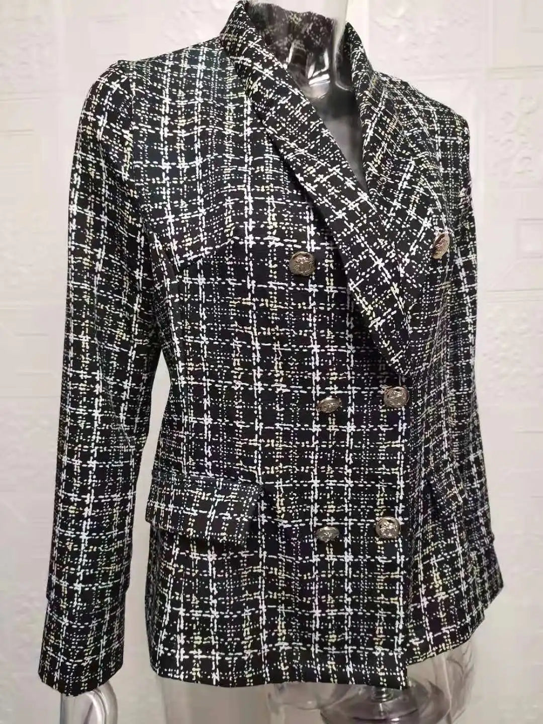 Office Women's Clothing Casual Plaid Print Blazer Coat Sehe Fashion