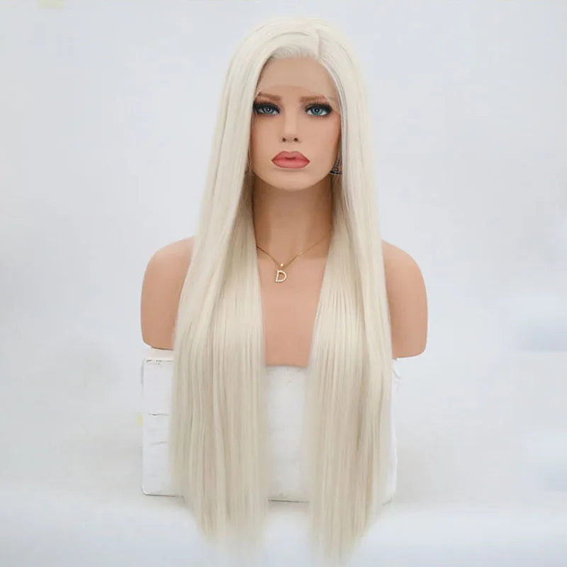 Silky Straight Hair Synthetic Lace Front Wigs with Hairline Wigs for Women