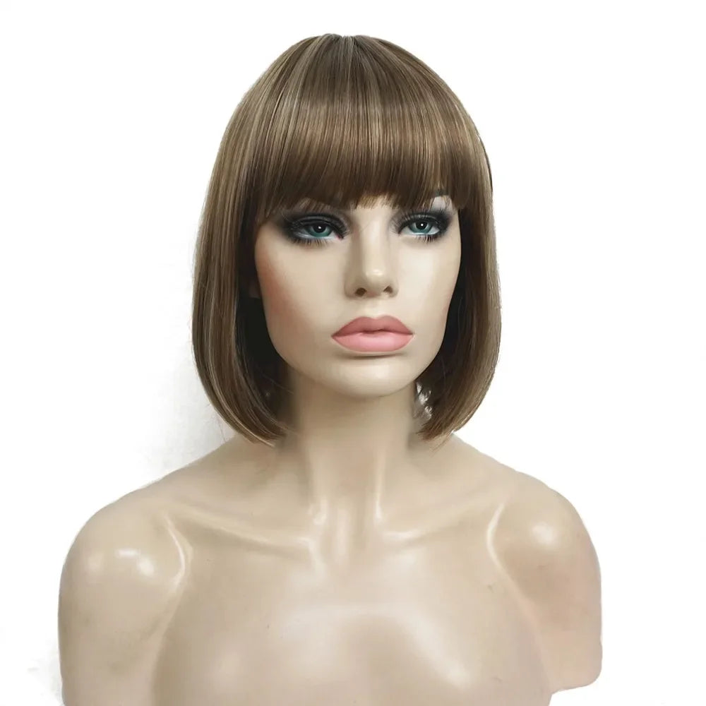 Women's Wigs Bob Black Hair Short Straight Natural Synthetic Capless Wig