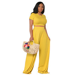 Two Piece Set Women Clothing Casual Wide-Leg Two-Piece Suit Ladies Sets