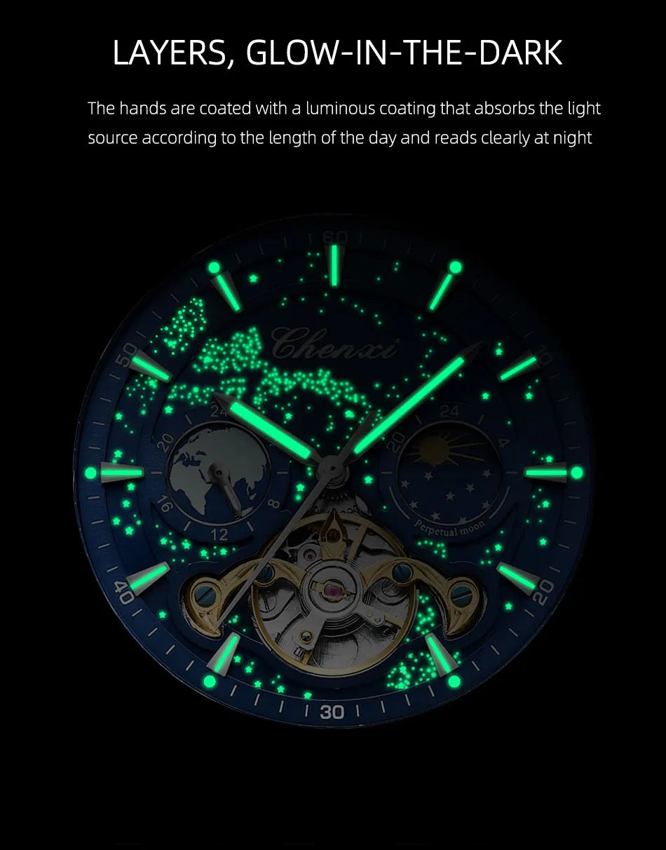 Waterproof Luminous Wristwatch Mens Automatic Mechanical Watches